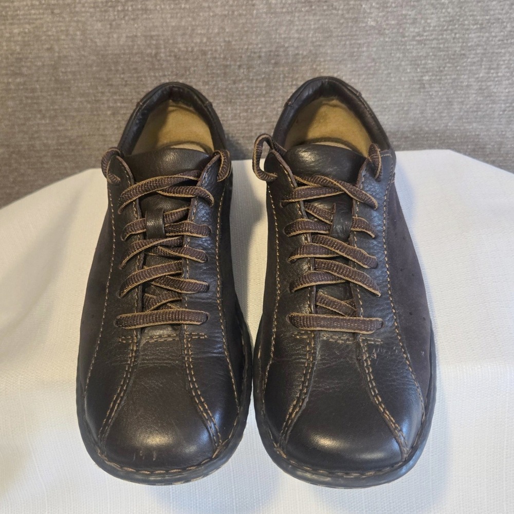 Born Womens 8.5 Dark Brown Leather Lace Up Walking Shoes W61015 Comfort Sneakers - Picture 3 of 9